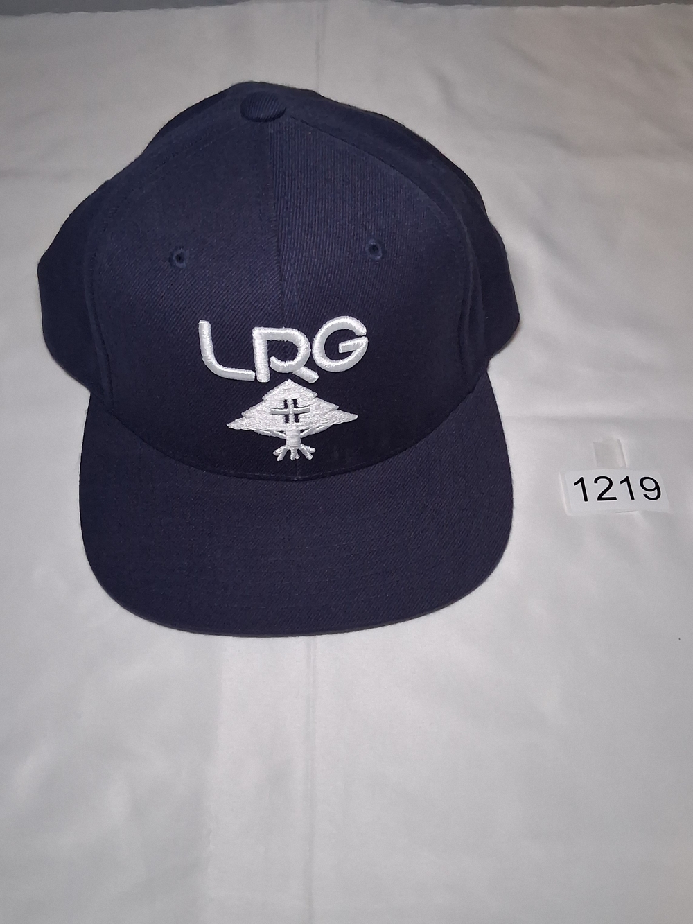 LRG Navy Blue Snapback Hat with White Embroidered Logo
